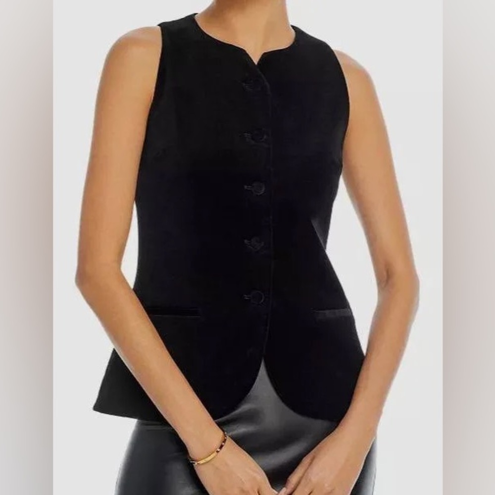 NWOT VELVET 10 Crosby Derek Lam Black Vest Blouse | Size 2 - Picture 2 of 6